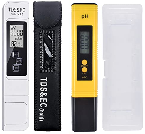 Funmo PH Messgerät, PH TDS EC und Temperatur 4 in 1 Set, Wasserqualität Tester mit hoher Genauigkeit, Pool Tester mit LCD-Display, Leitfähigkeitsmesser für Schwimmbad, Trinkwasser, Aquarium