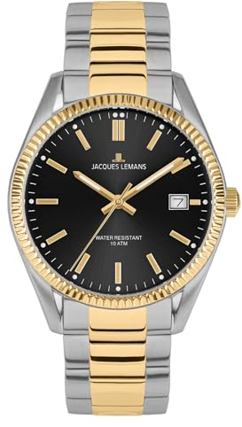 JACQUES LEMANS Herren-Uhren Analog Quarz One Size, Bicolor 32027252