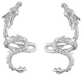 Boucles d'Oreilles Délicates En Forme De Dragon Pour Femmes Et Filles Plaqué Créatures Mythiques Sans Perçage Boucles d'Oreilles Rampantes Accessoires Tendance Pour l'Année Lunaire (Argent)