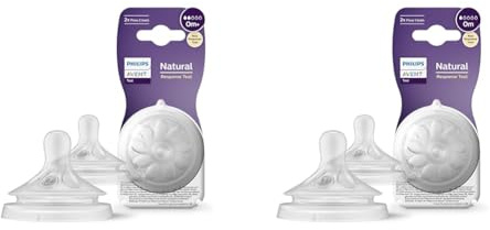 Philips Avent Natural Response Sauger & Avent Natural Response Sauger – 2x Sauger für Babyflaschen mit Durchflussstärke 1, für Neugeborene ab 0 Monaten, BPA-frei (Modell SCY961/02)
