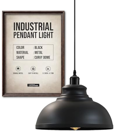 LEDSone Moderner Kronleuchter, Vintage-Hängelampenschirm, industrielle Hänge-Deckenbeleuchtung ideal für Esszimmer Bar Clubs E27-Sockel (Schwarz)