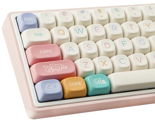 Sunzit MOA Profile Keycaps, 126 Keys PBT Cute Keycaps Set Dye Sublimation Custom Keycaps for Cherry MX Switches ISO/ANSI UK Layout 104/87/74/61 60 Mechanical Gaming Keyboard