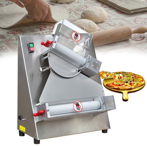 GESAIDES Sfogliatrice per Pizza Commerciale, Max 300 mm, Automatica, Elettrica, 370 W, Controllo dello Spessore Regolabile da 0,5 a 5,5 mm, Ampia Applicazione