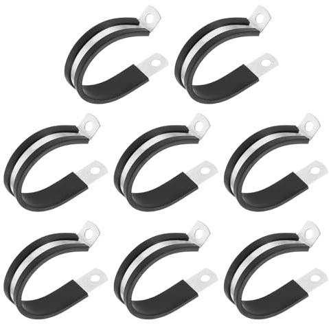 PATIKIL Abrazadera de Cable 40mm, 8Pcs Abrazaderas de Metal de Acero Inoxidable 304 con Aislamiento de Goma, Abrazadera de Manguera para Instalación de Tubos, Mangueras, Cables y Cuerdas