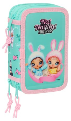 safta NANANA Bunny - Trousse Scolaire avec 37 Outils Inclus, Trousse pour Enfant, idéale pour Les Enfants de 5 à 14 Ans, Confortable et Polyvalente, qualité et résistance, 12,5 x 5,5 x 19,5 cm,