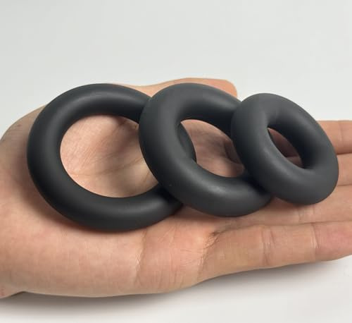 Thick Silicone Cock Rings Penis Sleeve Soft Stretchy Penis Ring Enhancer Set for Men - Last Longer & Get Harder Erections Sex Lasting Stronger Adult Sex Toys (3pcs：Black)