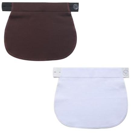 Visxcnu 2 Stück Hosenerweiterung Schwangerschaft, Mutterschaft Hosen Extender,Hosenbunderweiterung Damen, Verstellbare Knopfverlängerung für Hosen (Weiß+Braun)