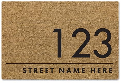A1 Graphics Ltd Brush Door Mat Personalised Front Door Mat First Home Couple's Gift Modern Address