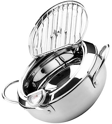 Friteuses Marmite à frire légère en acier inoxydable compatible avec les plaques à induction, avec indicateur de température for la friture