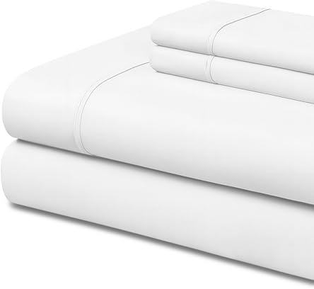 Easycosy - Parure de draps 4 pièces avec Biais - Lit 180x200 cm (2 Personnes, Adulte) - Drap Plat, Drap-Housse Ajustable et 2 taies d’Oreiller 50x75 cm - Blanc