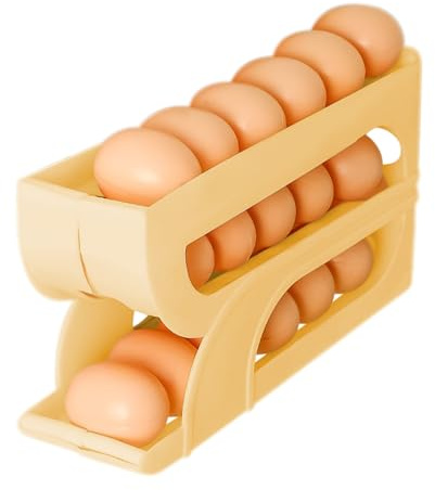 Porta Uova Da Frigo Salvaspazio, Portauova Automatico A Scorrimento, Portauova Rotolante, Dispenser Di Uova Vassoio Adatto Per Armadi, Frigoriferi, Conservare 18 Uova, (3 Strati)