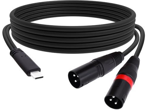 YARCHONN Cable de audio USB C a XLR dual tipo C a 2 XLR macho adaptador estéreo amplificador convertidor cable para teléfonos inteligentes portátiles - 1 m