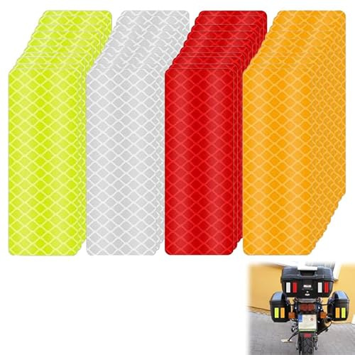 Azlanway Reflektierende Aufkleber, 40 Selbstklebend Sicherheitsstreifen in 4 Farben für Fahrrad, Motorrad, Auto, Helm, Kleidung – Wasserdichtes Reflexband für Sichtbarkeit bei Nacht & Dunkelheit
