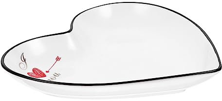 minkissy Assiette à Bijoux Créative En Céramique Rouge Bord Noir, Plateau à Dessert Et Bonbons, Pour Rangement De Bijoux Et Présentation De Cupcakes Lors De Fêtes Et Anniversaires