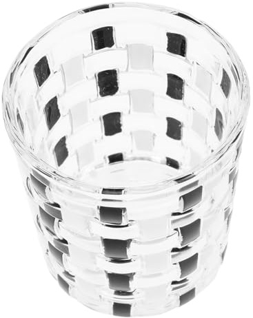 Vaso para Cepillos de Dientes de Cristal con Diseño de Cuadros Blanco