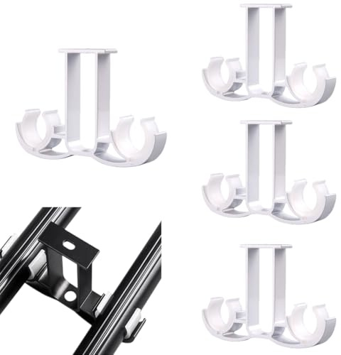 4 Pzs Soportes para Barra de Cortina Doble Soportes de Montaje en Techo de Aleación de Aluminio Soportes para Varillas de Armario con Tornillos para El Hogar Dormitorio Oficina (Blanco)