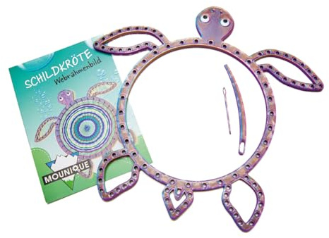 Mounique | Motivwebrahmen-Schildkröte | Weben & Sticken Bastelset | Kreatives Spielzeug & Geschenkidee (Tricolour)