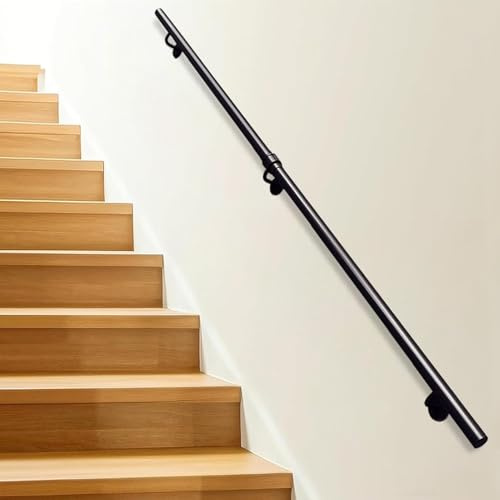Nero Metallo Scale ils Tubo Rotondo Balaustro per Interni/Esterni 1m-4.5m Sicurezza Grab BarIron Ringhiera Moderna Passo Supporto Facile Installazione