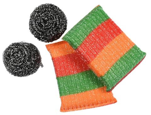 Qutalmi Estropajos Metálicos para Limpieza, Estropajo De Acero Resistente, Esponja Multiusos Reutilizable para Cocinas Utensilios Grasa Obstinada Suciedad Lavabo Higiene