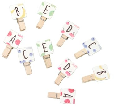 GOOHOCHY Mollette di Legno per Foto e Carta, Mini Clip in Legno Naturale Motivo Frutta, Set da 50 Pezzi per Decorazioni, Collage e Lavori Artigianali in Casa