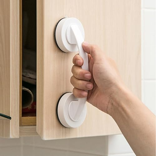 Amztour Poignée de Porte à Ventouse Sans Perçage, Poignée Ventouse Salle de Bain Puissante pour Armoires et Fenêtres, Poignées de Réfrigérateur et Barres d'Appui de Douchem - Installation Facile