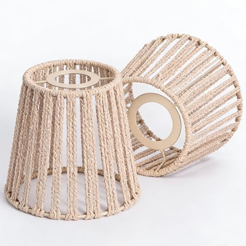 bangminda 2 Stück Rattan Lampenschirm Hängelampe Stehlampe Papierlampenschirm Ersatzschirm für Korblampen Hängend Laterne Tischleuchte Lampenschirm Zubehör Hängelampenschirme