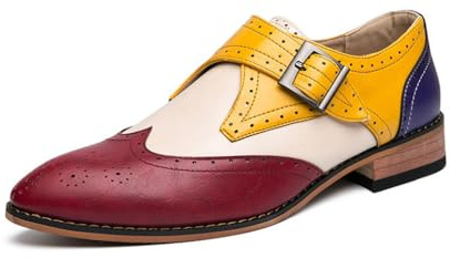 DXSYGMBN Zapatos Monkstrap Hombre Elegantes para Oficina, Eventos Formales Y Business Casual,Rojo,39 EU