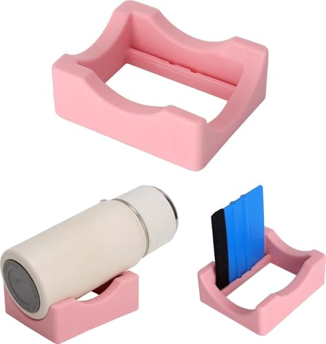 FIUTEKO 1 Stück Silikon-Becherhalter, Tassenhalterung mit Schaber, Cup Cradle for Crafting, rutschfester Becherhalter, Bastelbecherhalter, Rakelständer Cup für Glaskunst und Kunsthandwerk (rosa)