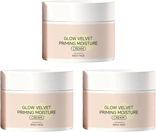 Glow Velvet Priming Moisture Cream, Pore Blurring and Makeup Gripping Primer, Moisturizing & Nourishing Skincare for Soft Radiant Skin, for All Skin,3pcs