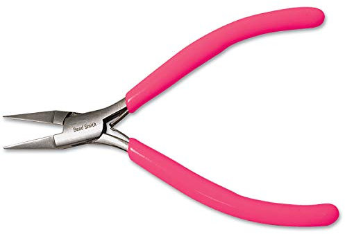 Beadsmith Pink Handle Flat Nose Pliers with Spring