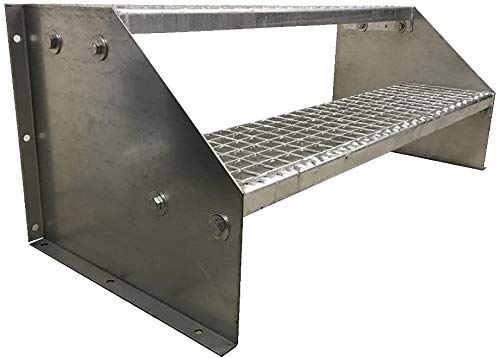 Srm-Design 2 Stufen Standtreppe, Stahltreppe, Breite 110 cm, Höhe 42 cm, Verzinkt, Robuste Außentreppe, Stabile Industrietreppe, Silber, Leiter, Treppe