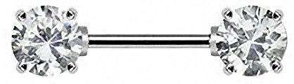 Piercingfaktor Brustpiercing Brustwarzen Intimpiercing Nippelpiercing Barbell Intim Nippel Brust Piercing Schmuck Tribal Doppel Kristall Kugel 16mm Silber Clear