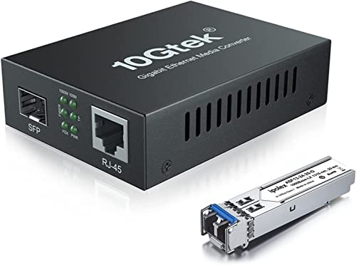 ipolex Gigabit Ethernet Medienkonverter, 1,25G SFP Port Glasfaser Medienkonverter, Singlemode LC Medienkonverter mit einem SFP-LX Transceiver Modul (1310-nm, 20km@OS1OS2SMF). 1-Pack.