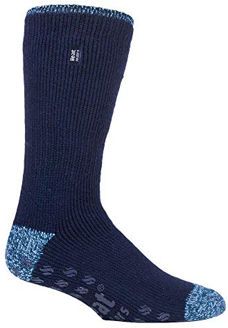 Heat Holders – herr, vinter, extremt varm, halkfria, termostrumpor med ABS, Marin siskin, 39/45 EU