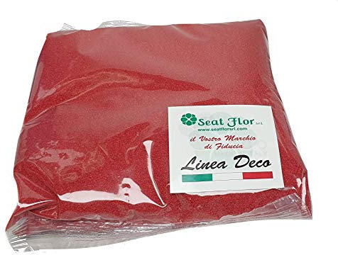 Seat Flor SRL® Sabbia Colorata, Sabbia per Decorazione vasi 0,5 mm Sacchetto da 1kg ca. (25 Colori Disponibili) (Rosso)