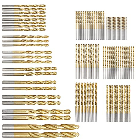 Saihisday Juego de 99 Brocas Profesionales de Vástago Recto HSS 4241 con Revestimiento de Titanio para Acero, Ángulo, Hierro, Madera, Metal, Plástico, Aluminio (1,5 mm - 10 mm)