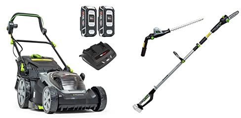 Murray 2x18V (36V) Cortacésped con batería de Litio, 37 cm, IQ18WM37, hasta 425 m2, 2x2.5Ah Baterías y Doble Cargador + Murray IQ18PSH Sierra podadora Telescópica 18V Li-Ion sin Baterías ni Cargador