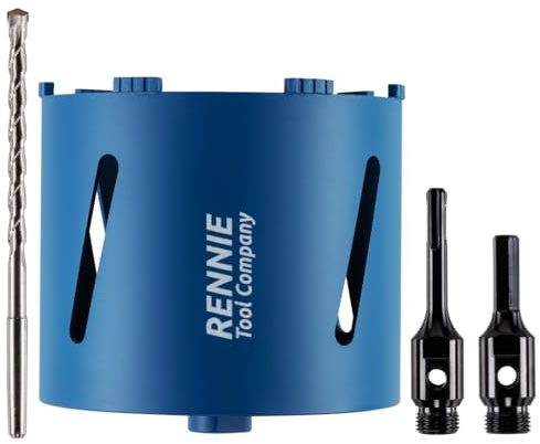 172mm x 150mm Long Diamond Core Drill Bit Set With Hex + SDS Adapter | For Concrete Masonry Brick Block Stone Granite. Includes SDS Adapter, Hex Shank Adapter & Centre Drill Bit / Pilot Drill Bit
