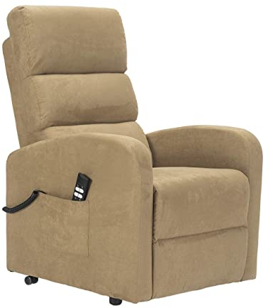 POLTRONE ITALIA Jessica 2 Motoren PERSONALISIERTEN relaxsessel mit aufstehhilfe Medizinisches Gerät 4 Räder Mikrofedersitz Flauschige Kamel