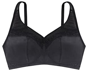 Dorina Teagan Soutien-Gorge Minimiseur Non Rembourré, sans Fil, Couverture Complète avec Bretelles Ajustables Extra-Larges, Soutien U-Back en Power Mesh, Design Satin & Dentelle, Noir