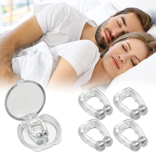 Clip Nasal Antironquidos,Clip Nasal De Silicona Para Anti Ronquidos,Dispositivos Antirronquidos MagnéTicos,Ayudar A Dormir Mejor Antironquidos Clip Nasal MagnéTico (4 Piezas)