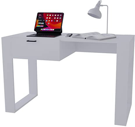 AKKE Karo Bureau Blanc Enfant Fille Garçon Ado Gaming Gamer Meubles Petit Bureau pour Ordinateur PC Console Table de Bureau ou Coiffeuse Scandinave Blanc