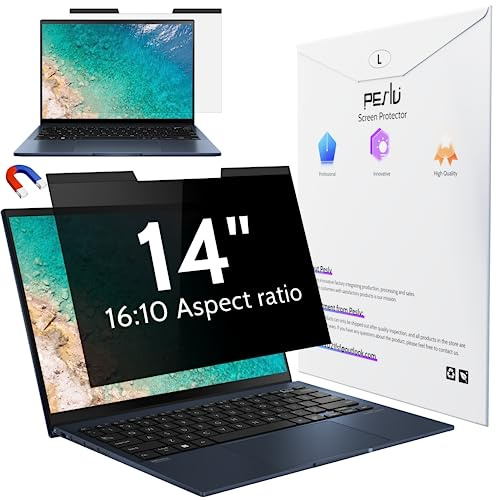 Peslv Magnetic Laptop Privacy Screen 14 inch for 16:10 Computer Monitor, 14 Removable Anti Glare Protector Blue Light Filter Shield Compatible with Lenovo Hp Dell Acer Asus Thinkpad Envy Xps