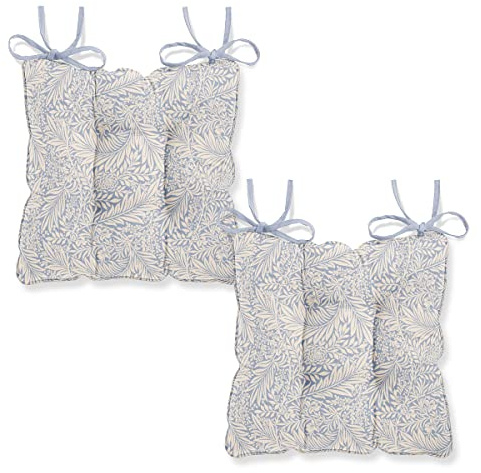 Harrison Cropper Seat Pads for Dining Chair William Morris Larkspur Chair Pads with Straps, Set of 2 (Azure)