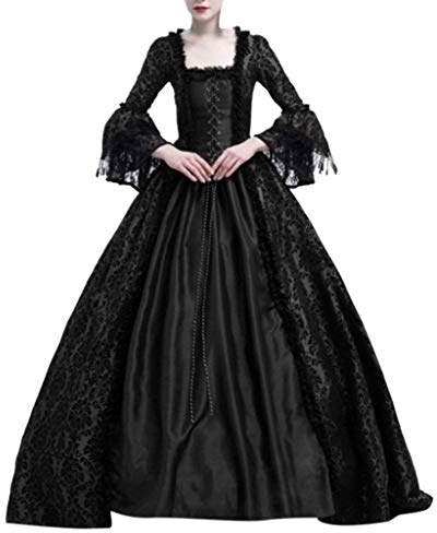 Trailrest Costume d'Halloween pour fille - Vampire - Costume d'Halloween - Squelette élégant - Manches longues - Robe de cocktail pour femme - Robe noire festive - Robe décontractée pour adolescents