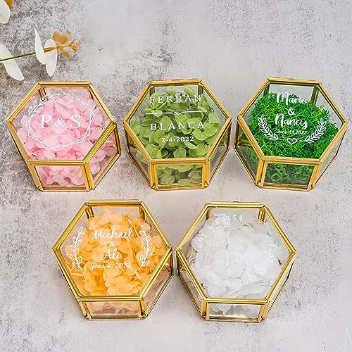 Esseur Personalisiertes Goldenes Ringetui Aus Glas, Individuelles Hochzeits Etui Für Verlobung, Heiratsantrag Geschenk Für Freundin Frau