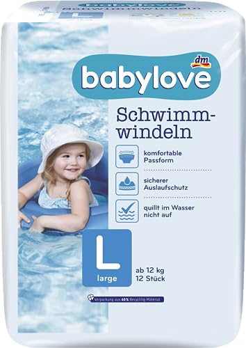Babylove Feuchttücher, Windeln, Wickelunterlagen und mehr. (3x 12 Stück, Schwimmwindeln Gr. L)