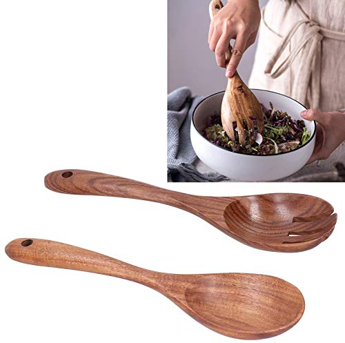 Holz-Gabel- Und Löffel-Set, Salat-Servierbesteck, Salat-Wurf- Und Mixbesteck, Kochlöffel-Göffel-Set, Küchen-Kochutensilien