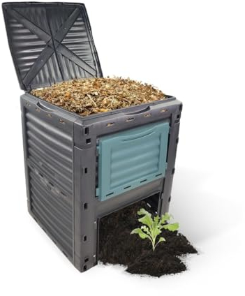Mobiclinic®, Compostiera da giardino, Biopattumiera, Senza costi aggiuntivi, 300l, Ecologico, Trasformatore di rifiuti, Attrezzi, Griglie ventilazione, Plastica riciclata