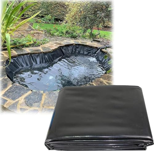 MISKYN Teichfolie,Gartenteich Teichplane,Große Fischteichfolie,Schwarze Folie Garten,Teichfolie 3X3m,Baufolie Extra Stark,Für Fischteiche,Brunnen,Wassergarten Und Wasserfall,7 * 8m